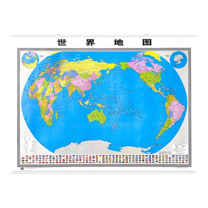 【超大1.5米】世界地图贴图挂图2024版 约1.5x1.1米超大版高清双面覆膜防水加厚可擦写 会议办公室书房客厅装饰用墙贴