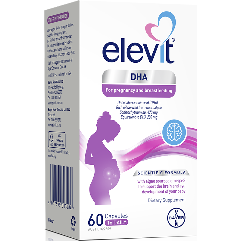 【自营】澳版Elevit爱乐维藻油DHA孕妇专用孕期哺乳期软胶囊60粒