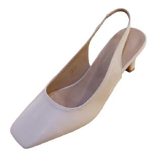 小池在首尔2023夏季新款方头后空扁扁跟浅口工作ins潮简约低帮鞋