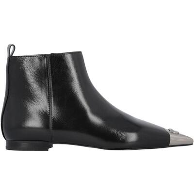 金属尖头飞鸟低跟短靴