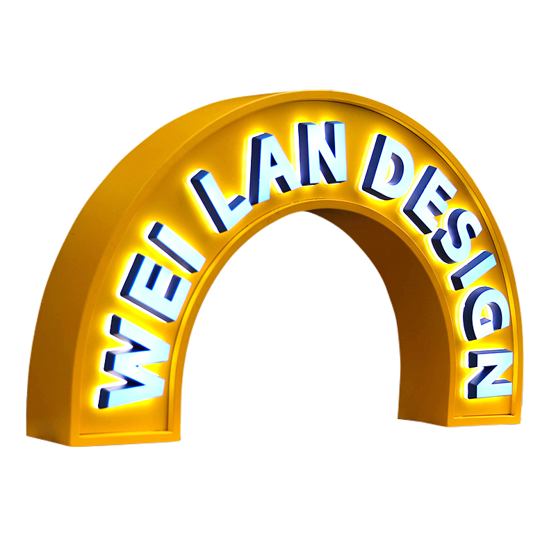 内装发光字招牌拱形凹面设计多彩双面落地灯箱定制做门头户外防水