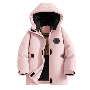 巴布豆儿童羽绒服中长款2025新款冬装女孩保暖衣服加厚女童滑雪服