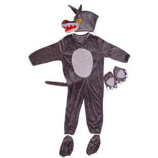 六一儿童动物演出服大灰狼幼儿卡通造型成人表演长款大灰狼演出服