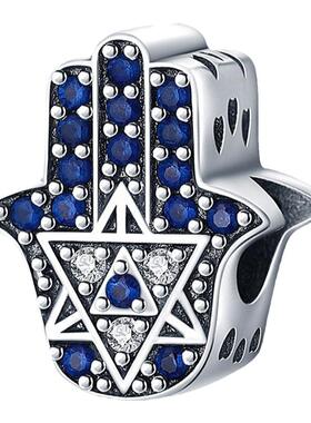 跨境欧美代发 个性新款手掌魔眼系列镶锆石DIY饰品手链项链铜镀银