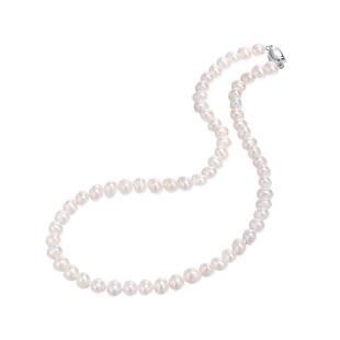 海蒂珠宝 八月里 约6-7mm强光淡水珍珠项链S925银锁骨链正品礼物