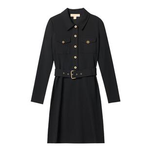 MICHAEL KORS MK 女士气质翻领收腰连衣裙 含腰带
