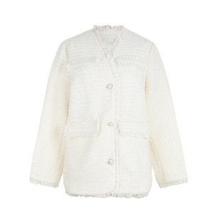 素芭法式优雅小香风外套女春季高级感立体拉毛直筒廓形上衣SS0930