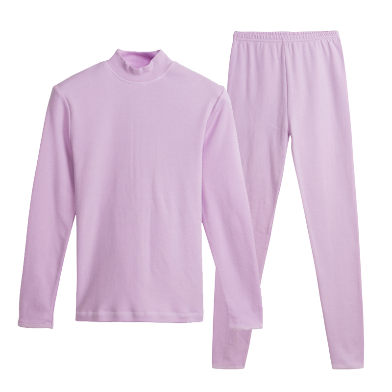 三枪内衣女秋冬特软纯棉厚棉半高领秋衣秋裤长袖圆领打底保暖套装