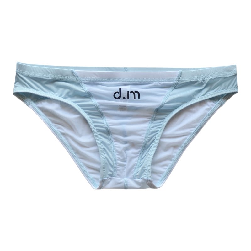 D.M男内裤 低腰性感夏冰丝凉爽透明透气三角裤拼色印花运动青年潮