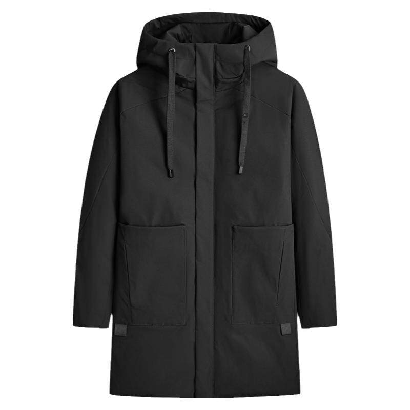 冬季中长款连帽羽绒服男加大码