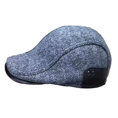 男士秋冬季羊毛鸭舌帽加绒护耳保暖前进帽男士帽子御寒中老年休闲