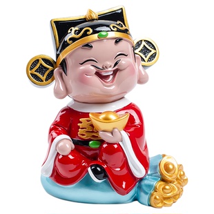 妙工坊迎财神爷摆件招财旺财运酒柜装饰品电视柜桌面收银发财摆设
