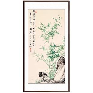 竹子挂画新中式玄关装饰画客厅入户走廊过道壁画水墨国画竹报平安