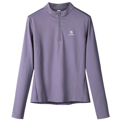 骆驼运动速干衣女2025秋季新款立领长袖T恤训练服跑步健身上衣男