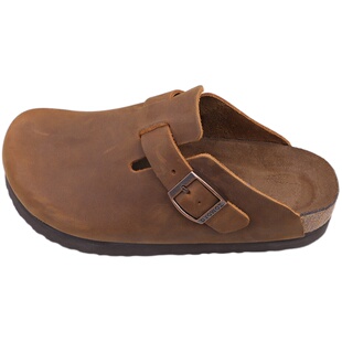 DYOWOZ/东园物作半包头软木拖鞋女厚底增高真皮外穿百搭潮勃肯鞋