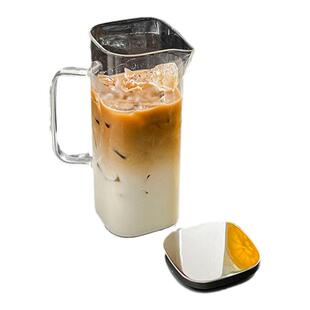 带把手方形冷水壶家用耐高温大容量泡茶壶扎壶果汁壶奶茶壶带盖子