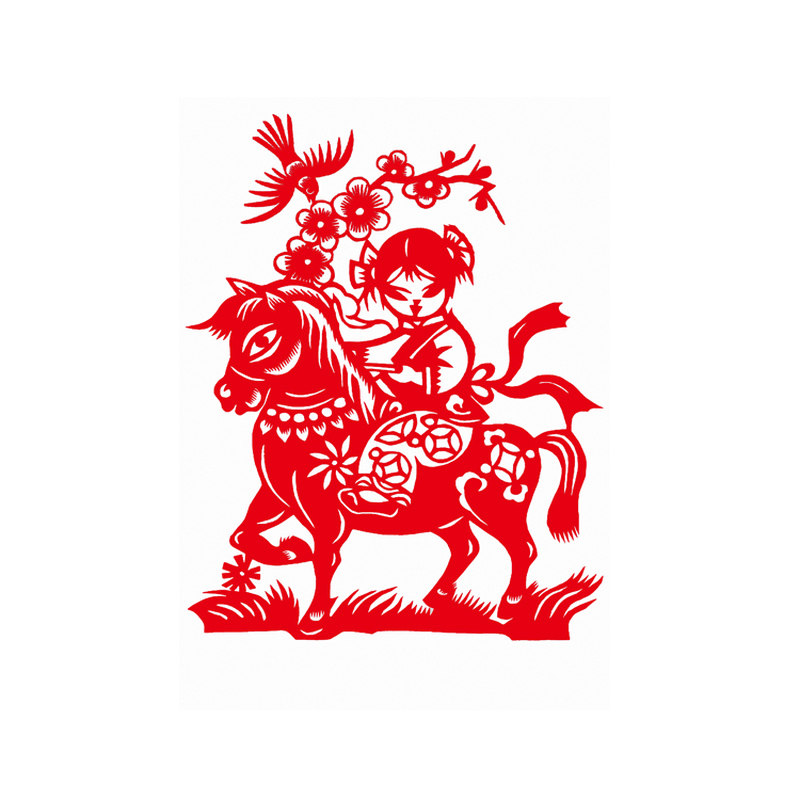 剪纸初学生手工刻纸窗花成品马年