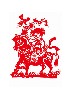 剪纸初学生手工刻纸窗花成品马年