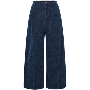 MOORING泊复古蓝色灯芯绒裤子女直筒裤冬季流行梧桐裤加厚休闲裤