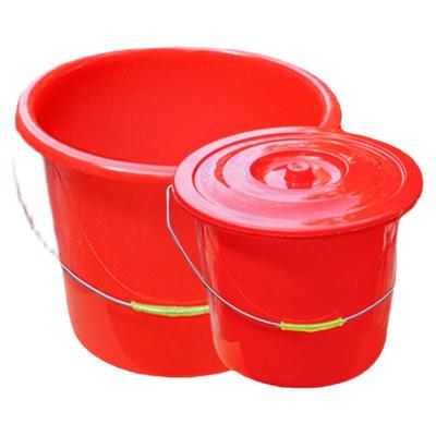 大红色带盖手提水桶塑料储水桶