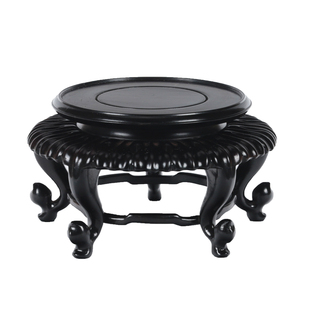 实木紫光檀圆形托式盆景香炉茶壶摆件新中式古龙托式加高花几底座