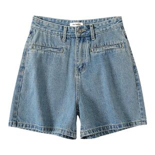 The fewfew 秋冬薄款休闲基础百搭中高腰A字型牛仔短裤