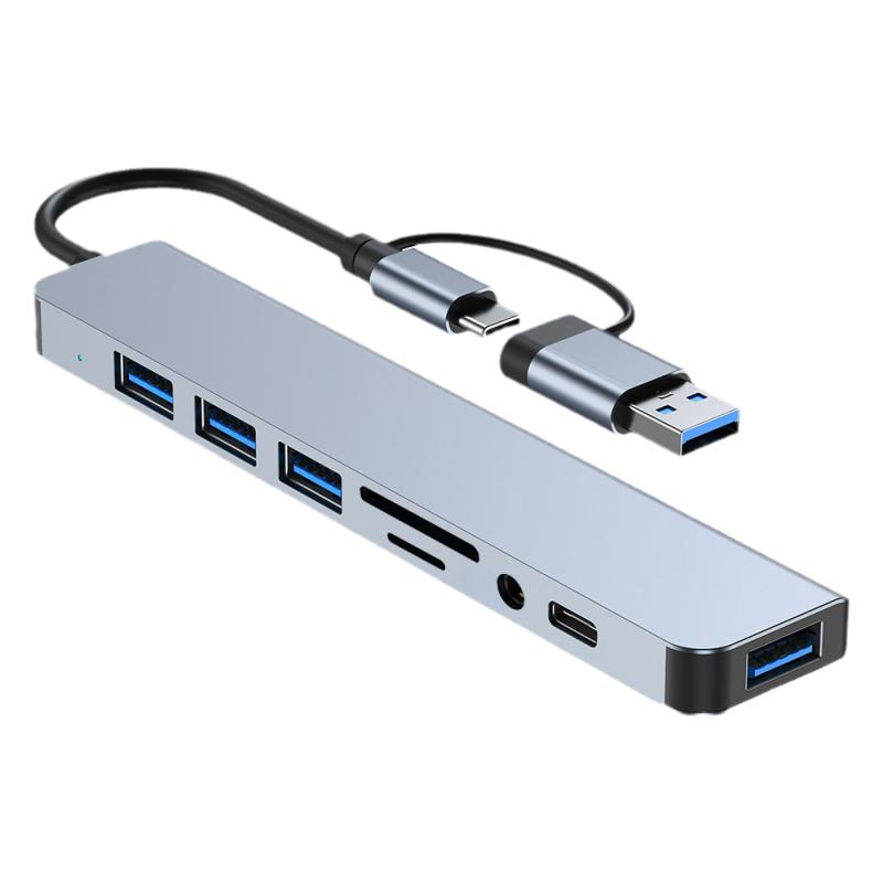 可芝(KERZY)USB拓展坞Type-C扩展坞HUB分线器PD快充读卡 USB3.0+USB2.0*2+TF+SD+3.5mm音频+sub-c数据