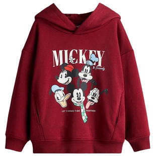 【迪士尼系列】HM童装儿童男童卫衣新年红色米奇连帽衫1314222