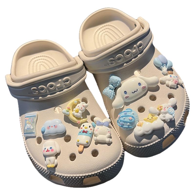 卡通大耳狗洞洞鞋配饰diy云朵冰淇淋crocs鞋花适配卡洛驰配饰卡扣
