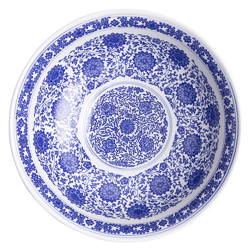 景德镇青花釉下彩大鱼盆陶瓷和面盆大面碗大汤盆餐馆餐具盆碗包邮