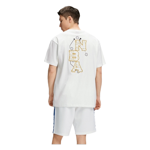 NBA官方正品球队文化系列联盟中性运动休闲短袖T恤白色/藏青