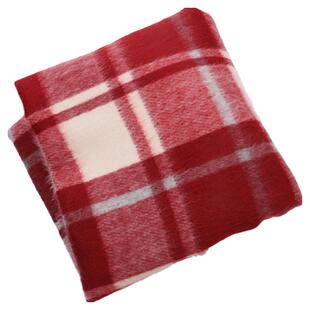 秋冬微廓喜庆红红色格子长毛羊毛羊绒布料大衣服装设计师面料批发