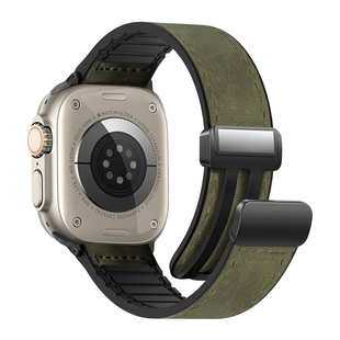 NUUTZz秋冬新款皮质运动硅胶磁吸iwatch手表带s11适用苹果s10透气applewatch男9女8高级ultra创意49mm夏季se