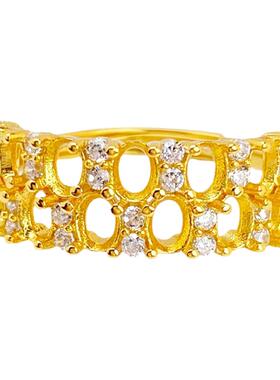 椭圆3*4戒指空托925纯银