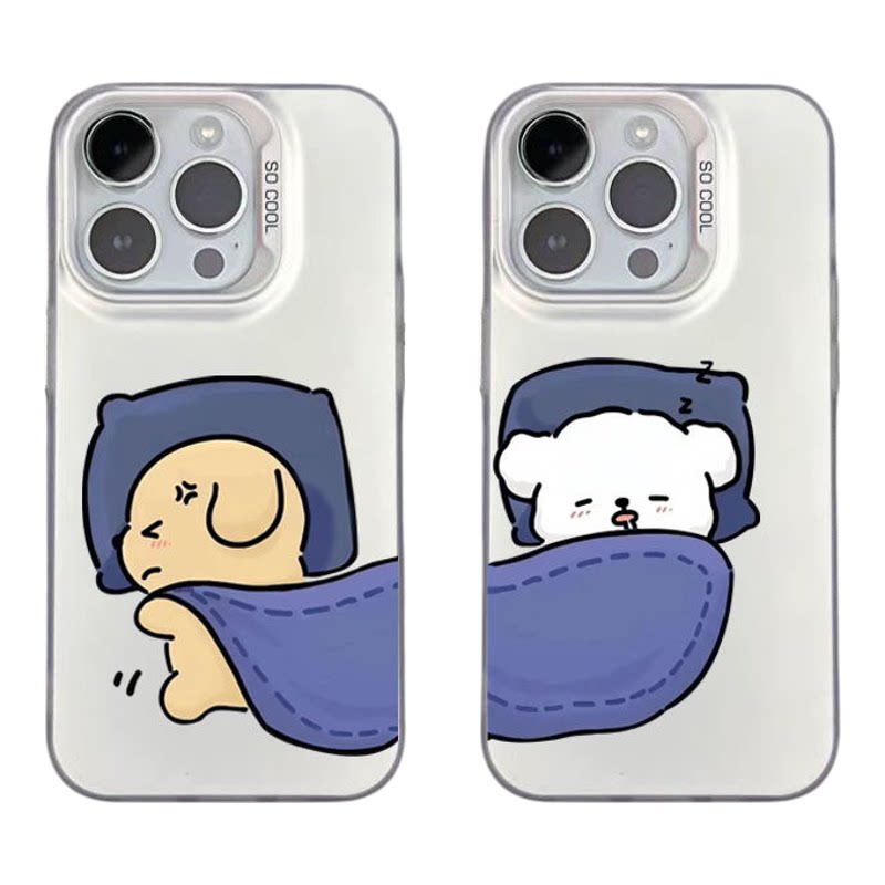 抢被子小狗iPhone17苹果12可爱OPPOFINDX9彩银13ProMax硬适用16PLUS高级感14手机壳红米NOTE15卡通情侣VIVOZ5