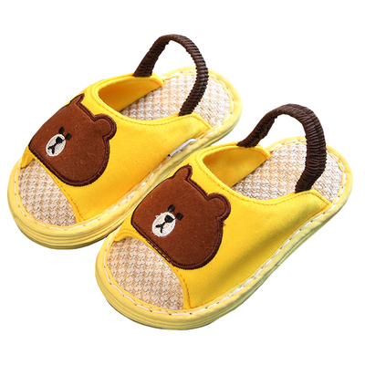 男女儿童卡通宝宝亚麻拖鞋千层布