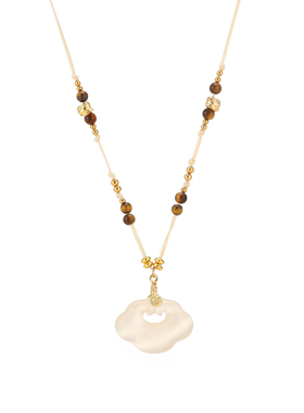 珞石虎眼石祥云锁手工编绳项链女