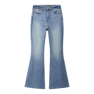 韩国代购26春CALVIN KLEIN JEANS女高腰微弹修身牛仔喇叭裤47F689