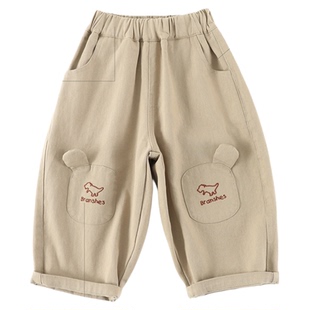 儿童纯棉春秋休闲裤2026新款中小男童春季长裤宝宝卡通裤子C-K343