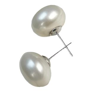 天然淡水无核珍珠大点位巴洛克扁圆珍珠耳钉925银针