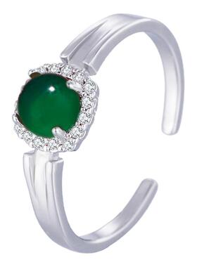 天然蛋面绿色玛瑙戒指女款