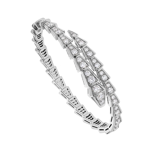 满天星蛇骨手镯女18K玫瑰金莫桑钻灵蛇形弹力开口手环戒指耳钉饰