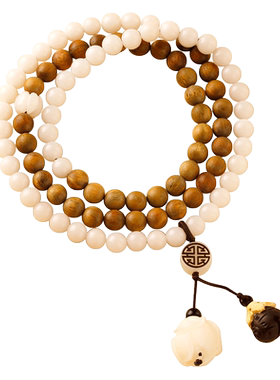 云澜白玉菩提根绿檀木百搭女手串