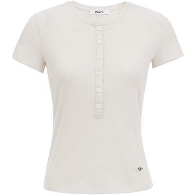 ONLY纯色同色排扣短袖T恤