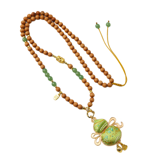 非遗手工双面宋锦葫芦吊坠檀木项链挂链中国风新中式旗袍汉服配链