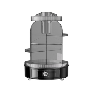 旋转化妆品收纳盒2025新款黑色高级感护肤品置物架化妆刷桶口红盒