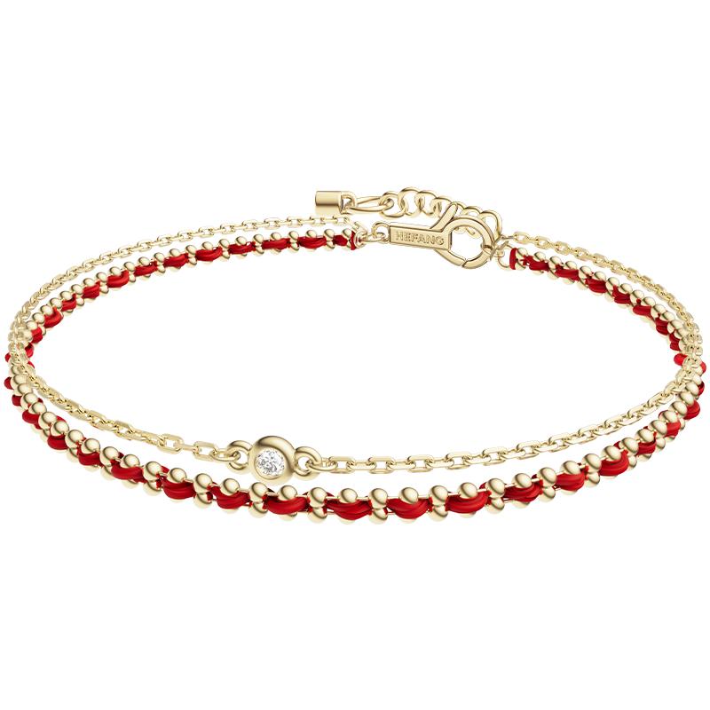 【自营】HEFANG Jewelry/何方珠宝编织红绳双层手链 精致好运送礼