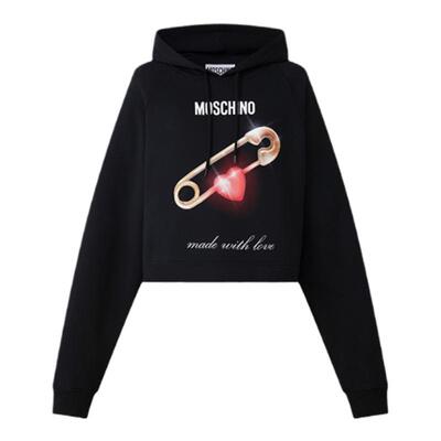 【惊喜特惠】Moschino/莫斯奇诺  女士心形安全别针短款运动衫
