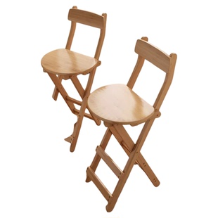 家用吧台椅实木餐椅咖啡厅高脚凳收银台折可折叠靠背椅复古酒吧椅