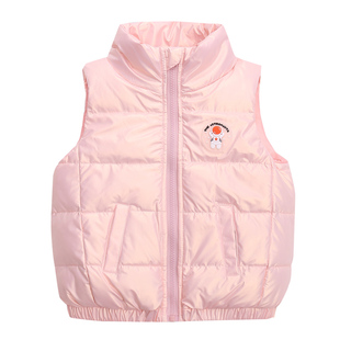儿童免洗羽绒马甲男女宝宝纯色背心中小童加厚外穿立领保暖坎肩潮